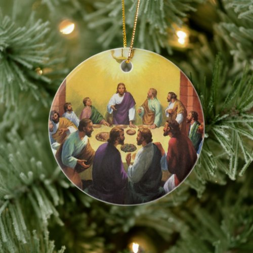 Vintage Religion Last Supper with Jesus Christ Ceramic Ornament