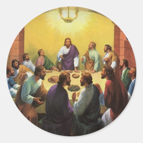 Vintage Religion Last Supper with Jesus Christ Classic Round Sticker