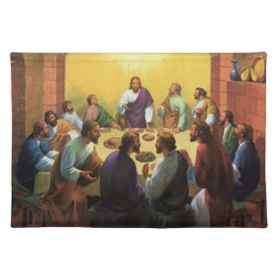 Vintage Religion, Last Supper with Jesus Christ Cloth Placemat