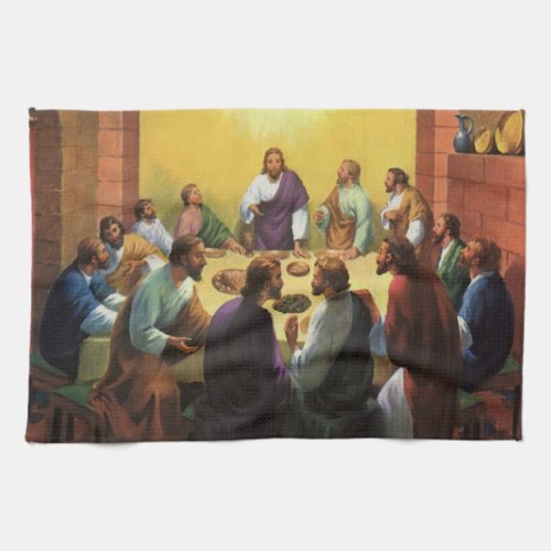 Vintage Religion Last Supper with Jesus Christ Kitchen Towel