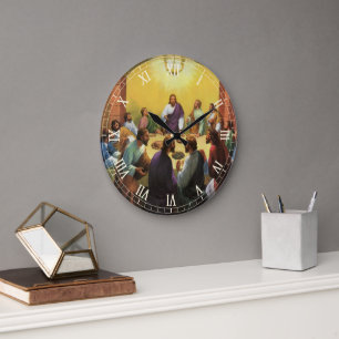 Vintage Religion, Last Supper with Jesus Christ Large Clock