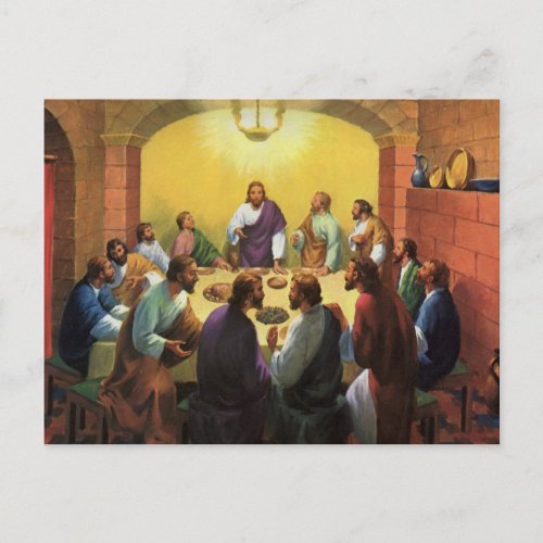 Vintage Religion Last Supper with Jesus Christ Postcard