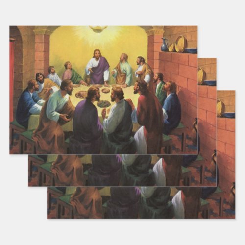 Vintage Religion Last Supper with Jesus Christ Wrapping Paper Sheets