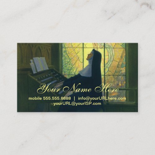 Vintage Religion Nun Playing an Organ in Church Business Card