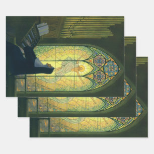 Vintage Religion, Nun Playing an Organ in Church Wrapping Paper Sheets