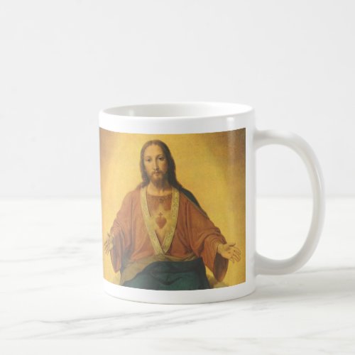 Vintage Religion Sacred Heart of Jesus Christ Coffee Mug