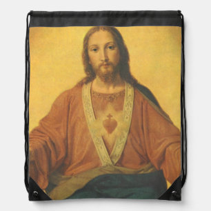Vintage Religion, Sacred Heart of Jesus Christ Drawstring Bag