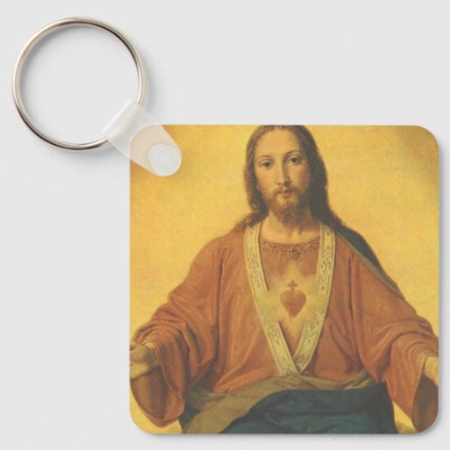 Vintage Religion Sacred Heart of Jesus Christ Keychain