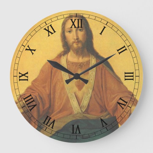 Vintage Religion Sacred Heart of Jesus Christ Large Clock