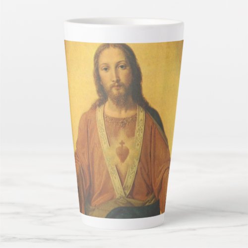 Vintage Religion Sacred Heart of Jesus Christ Latte Mug