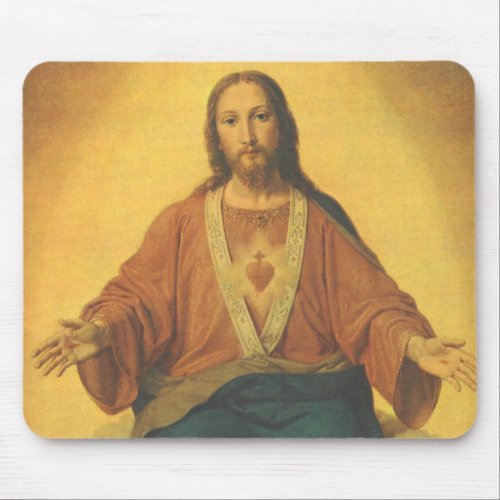 Vintage Religion Sacred Heart of Jesus Christ Mouse Pad