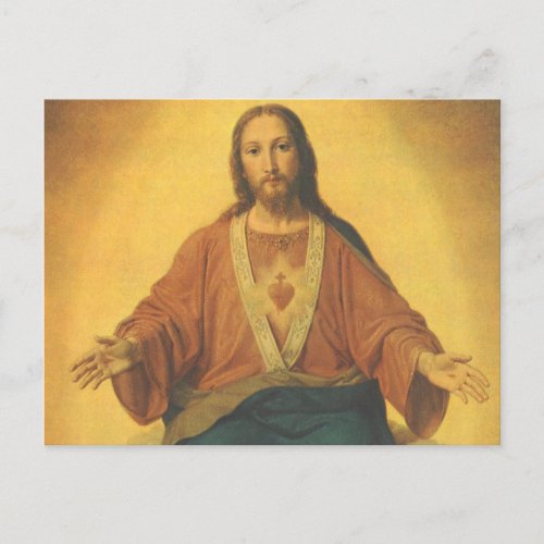 Vintage Religion Sacred Heart of Jesus Christ Postcard