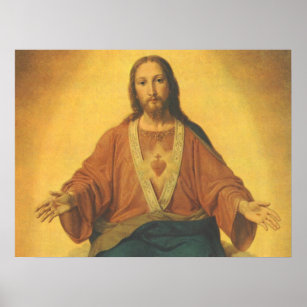Vintage Religion, Sacred Heart of Jesus Christ Poster
