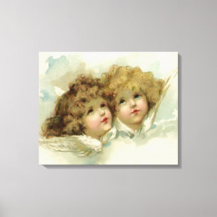 Vintage Religion, Victorian Angels in the Clouds Canvas Print