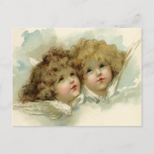 Vintage Religion, Victorian Angels in the Clouds Postcard