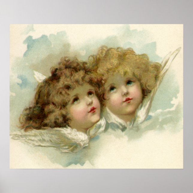 Vintage Religion, Victorian Angels in the Clouds Poster (Front)