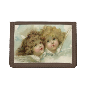 Vintage Religion, Victorian Angels in the Clouds Trifold Wallet