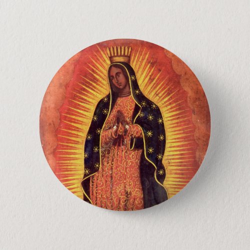 Vintage Religion Virgin Mary Our Lady of Guadalupe Button