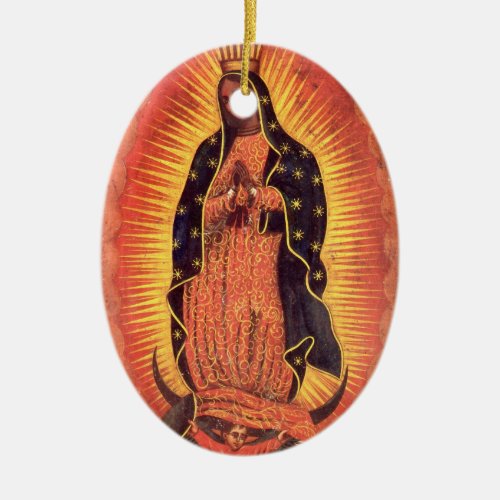 Vintage Religion Virgin Mary Our Lady of Guadalupe Ceramic Ornament
