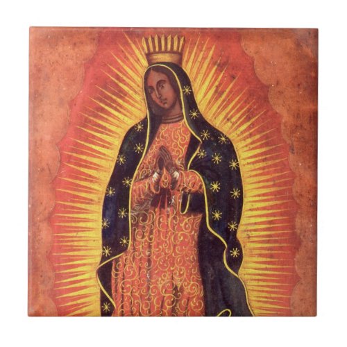 Vintage Religion Virgin Mary Our Lady of Guadalupe Ceramic Tile