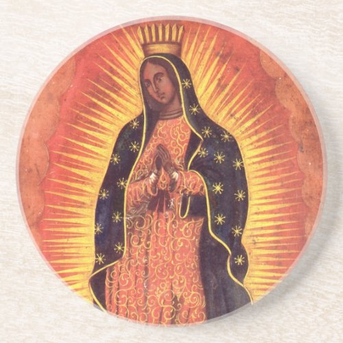 Vintage Religion Virgin Mary Our Lady of Guadalupe Drink Coaster