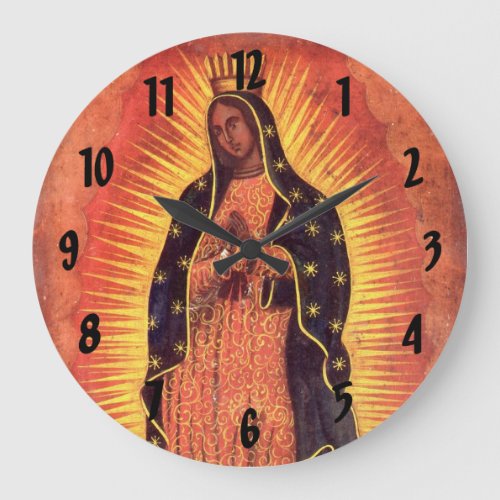 Vintage Religion Virgin Mary Our Lady of Guadalupe Large Clock