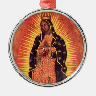 Vintage Religion Virgin Mary Our Lady of Guadalupe Metal Ornament