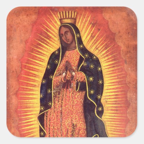 Vintage Religion Virgin Mary Our Lady of Guadalupe Square Sticker