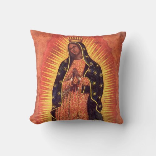 Vintage Religion Virgin Mary Our Lady of Guadalupe Throw Pillow