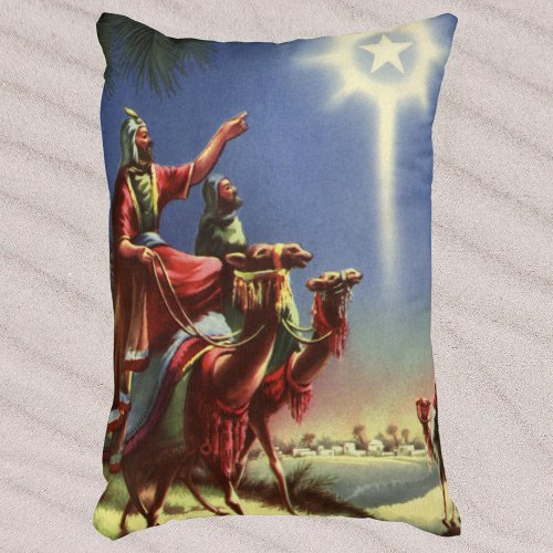Vintage Religion Wise Men with Star of Bethlehem Accent Pillow