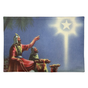 Vintage Religion, Wise Men with Star of Bethlehem Cloth Placemat