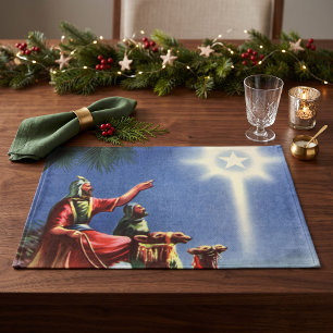 Vintage Religion, Wise Men with Star of Bethlehem Cloth Placemat