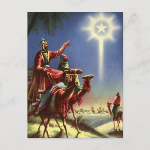 Vintage Religion Wise Men with Star of Bethlehem Holiday Postcard