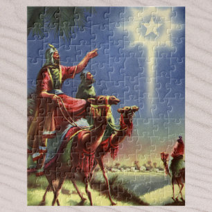 Vintage Religion, Wise Men with Star of Bethlehem Jigsaw Puzzle