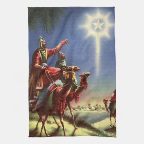 Vintage Religion Wise Men with Star of Bethlehem Kitchen Towel