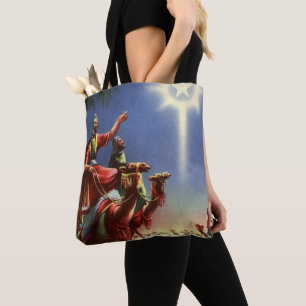 Vintage Religion, Wise Men with Star of Bethlehem Tote Bag