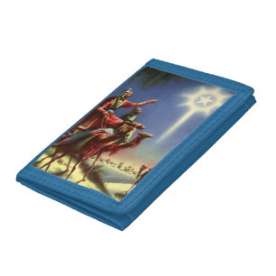 Vintage Religion, Wise Men with Star of Bethlehem Tri-fold Wallet