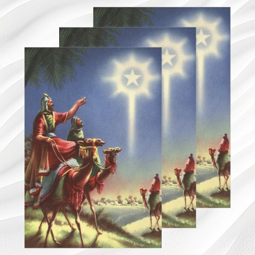 Vintage Religion Wise Men with Star of Bethlehem Wrapping Paper Sheets