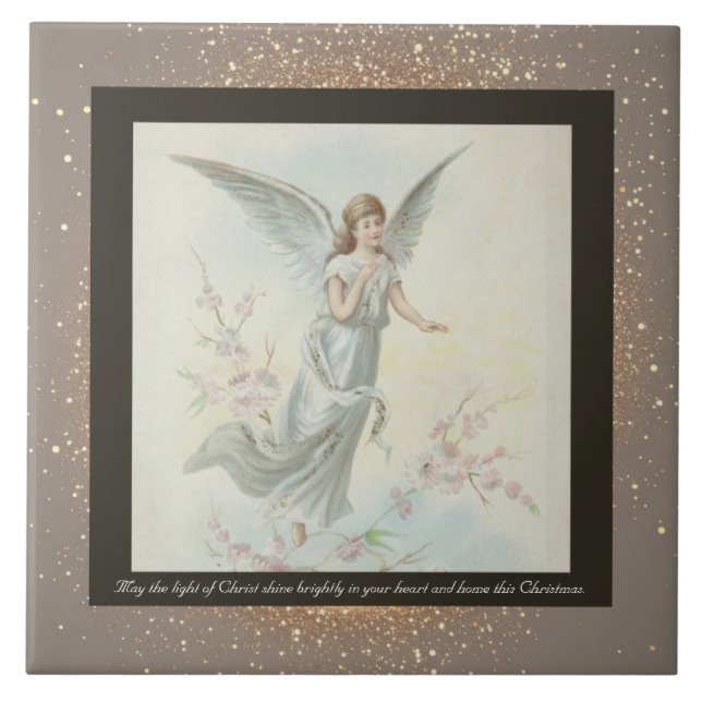 Vintage Religious Christmas Ceramic Tile + wishes (Front)