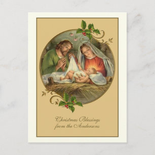 Vintage Religious Christmas Jesus Mary Joseph Holiday Postcard