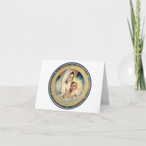 Vintage Religious Christmas Madonna and Child Holiday Card