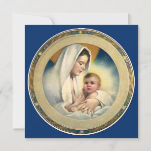 Vintage Religious Christmas, Madonna and Child Invitation