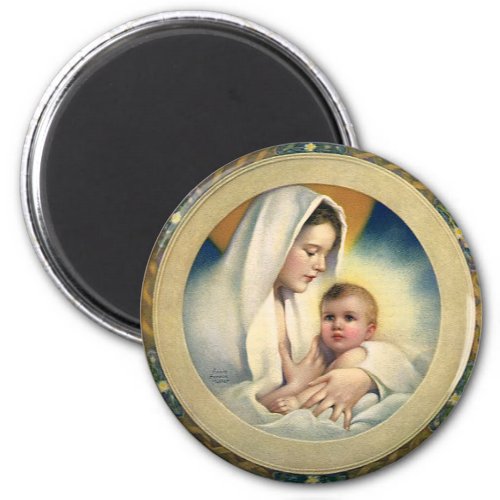 Vintage Religious Christmas Madonna and Child Magnet