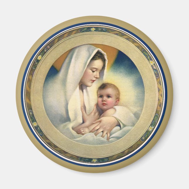 Vintage Religious Christmas, Madonna and Child Magnet (Front)
