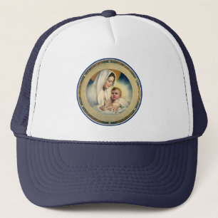 Vintage Religious Christmas, Madonna and Child Trucker Hat