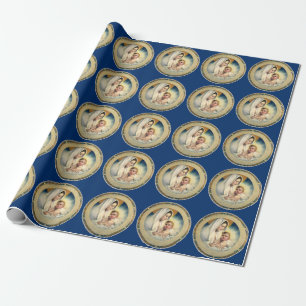 Vintage Religious Christmas, Madonna and Child Wrapping Paper