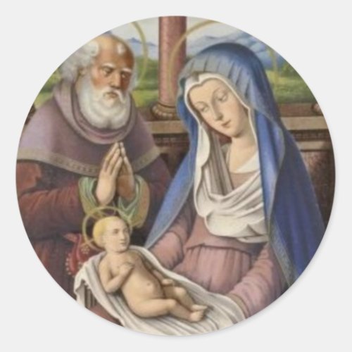 Vintage Religious Christmas Nativity Mary Jesus Classic Round Sticker