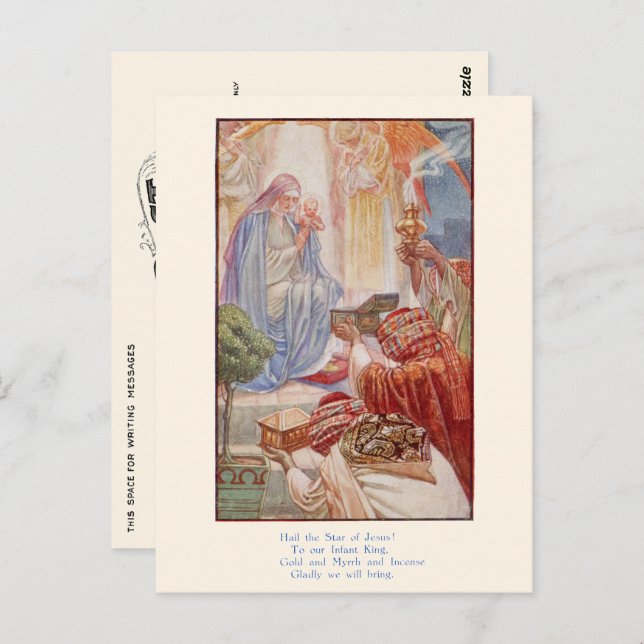 Vintage Religious Christmas Postcard - Wise Men (Front/Back)