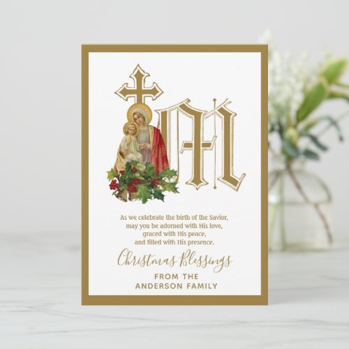 Vintage Religious Christmas Virgin Mary Jesus Holiday Card