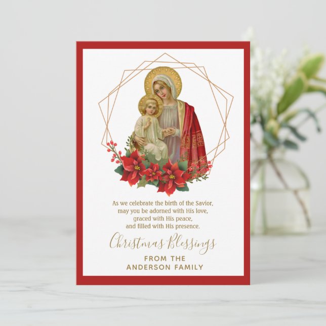 Vintage Religious Christmas Virgin Mary Jesus  Holiday Card (Standing Front)